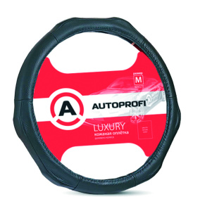 Кожаная оплётка руля AUTOPROFI AP-1020 BK (L)