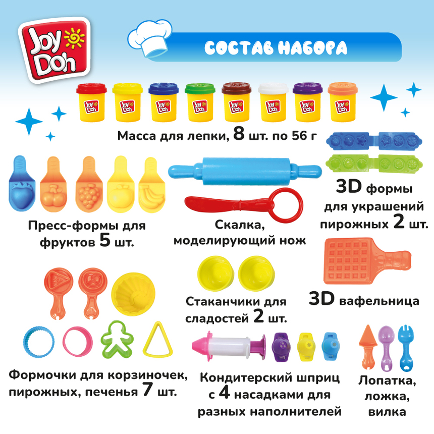 Масса для лепки Joy Doh, набор ШЕФ КОНДИТЕР PASTRY-448 pot