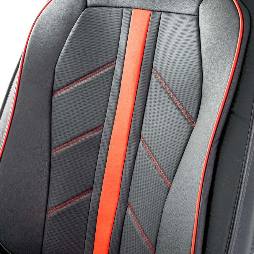Каркасные 3D накидки на передние сиденья "Car Performance", 2 шт., экокожа CUS-3012 BK/BK