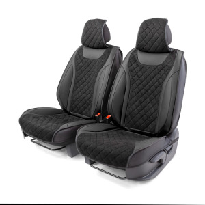 Каркасные 3D накидки на передние сиденья "Car Performance", 2 шт., экокожа/алькантара CUS-3044 BK/BK