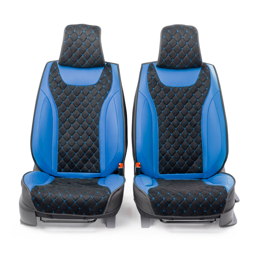 Каркасные 3D накидки на передние сиденья "Car Performance", 2 шт., экокожа/алькантара CUS-3044 BK/BL