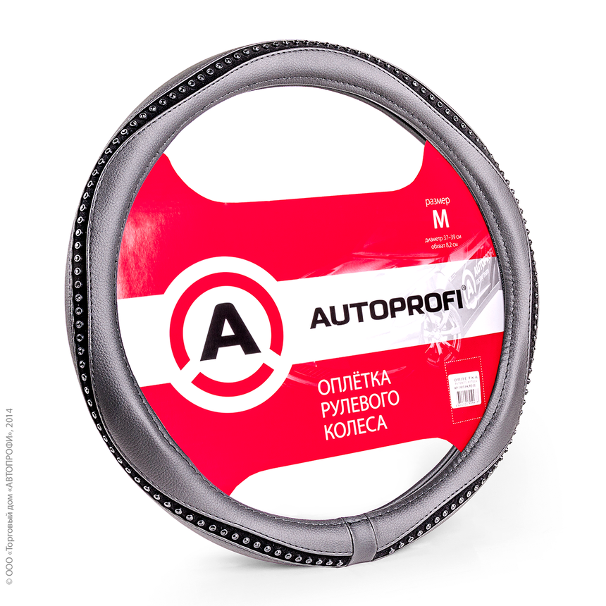 Оплётка руля AUTOPROFI AP-1414 BK/BK (M)