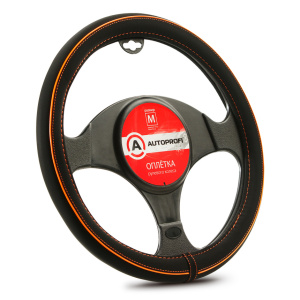 Оплётка руля AUTOPROFI, синтетический нубук AP-2020 BK/ORANGE (M)