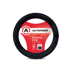 Оплетка руля меховая AUTOPROFI, искусственный мех MEX-2201 BK