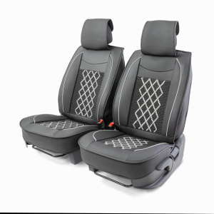 Каркасные накидки на передние сиденья "Car Performance", 2 шт., экокожа CUS-2092 BK/GY Каркасные накидки на передние сиденья "Car Performance", 2 шт., экокожа CUS-2092 BK/GY