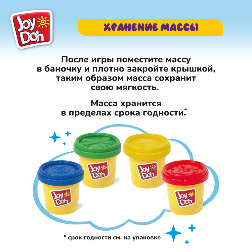 Масса для лепки Joy Doh, набор из 4 баночек с тестом, (4 х 112 г.) POT-04/112