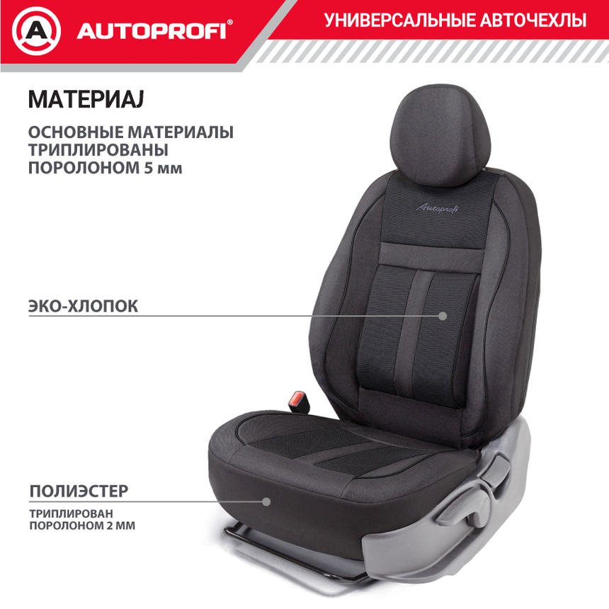 Чехлы на передние сиденья CUSHION COMFORT, материал хлопок CUS-0405 BK/BK