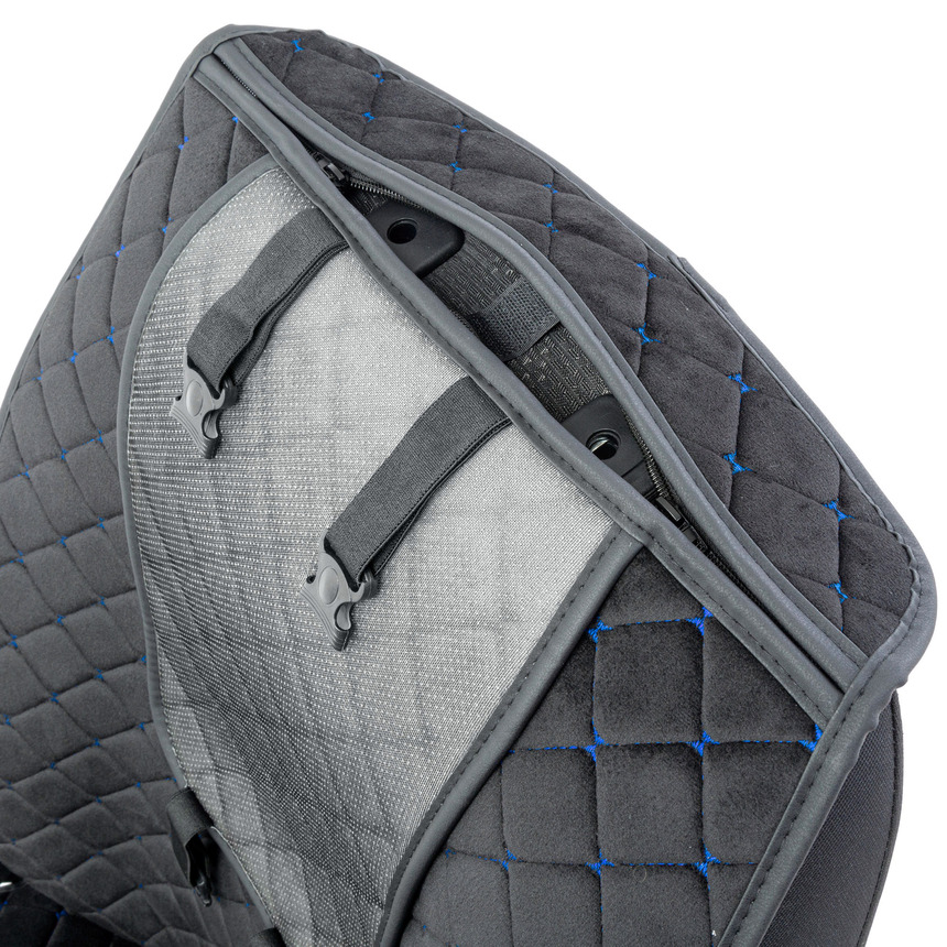 Накидки на передние сиденья "Car Performance", 2 шт., алькантара CUS-1012 BK/BL Накидки на передние сиденья "Car Performance", 2 шт., алькантара CUS-1012 BK/BL