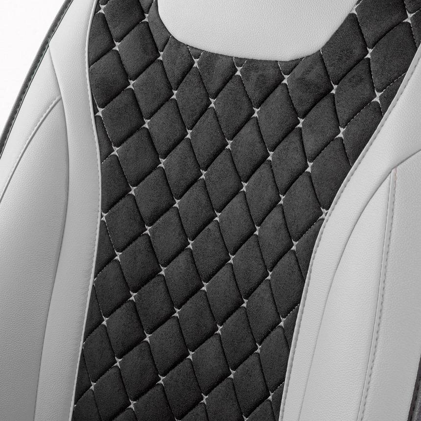 Каркасные 3D накидки на передние сиденья "Car Performance", 2 шт., экокожа/алькантара CUS-3044 BK/GY