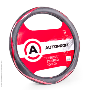 Оплётка руля AUTOPROFI AP-1413 BK/RD (M)