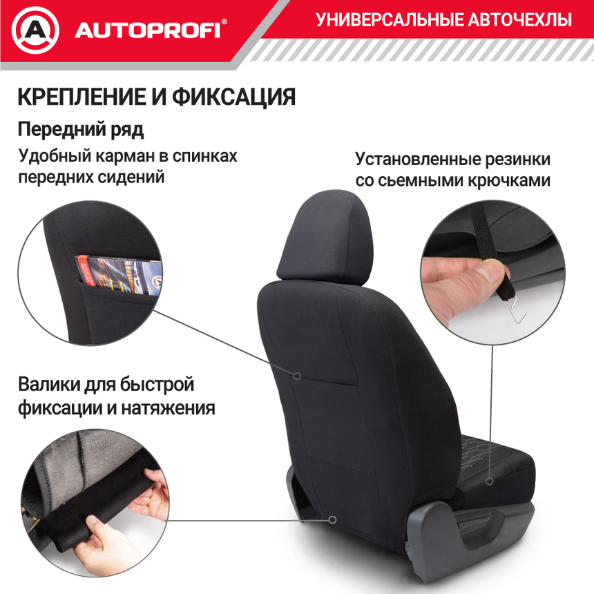 Комплект чехлов на сиденья SIGNATURE, материал экокожа SGN-1505GF BK/WH Комплект чехлов на сиденья SIGNATURE, материал экокожа SGN-1505GF BK/WH