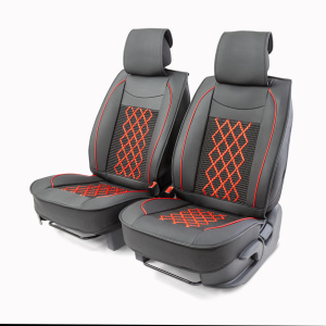 Каркасные накидки на передние сиденья "Car Performance", 2 шт., экокожа CUS-2092 BK/RD Каркасные накидки на передние сиденья "Car Performance", 2 шт., экокожа CUS-2092 BK/RD