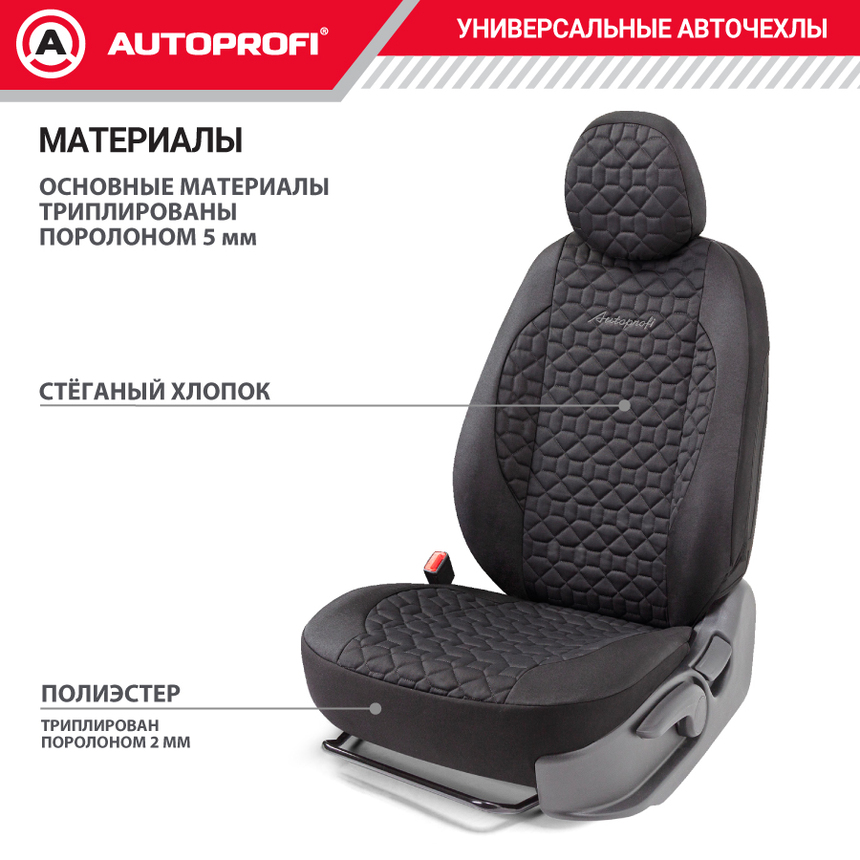 Комплект чехлов на сиденья SOFT, материал хлопок SFT-0405 BK/BK