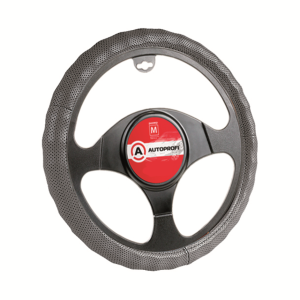 Кожаная оплётка руля AUTOPROFI AP-396 D.GY (M)