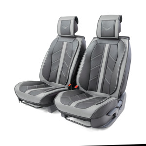 Каркасные 3D накидки на передние сиденья "Car Performance", 2 шт., экокожа CUS-3012 BK/GY