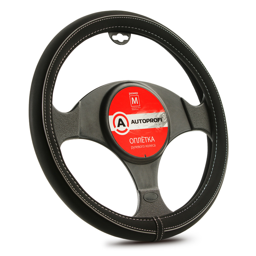 Оплётка руля AUTOPROFI, синтетический нубук AP-2020 BK/GY (S)