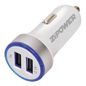 Автомобильное универсальное зарядное устройство для телефона USB (2 порта), (1, 2.1 А), Zipower PM6661