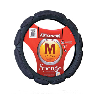 Спонжевая оплетка руля AUTOPROFI SP-9029 BK (M)