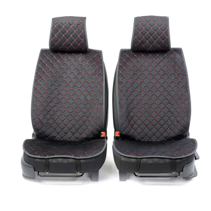 Накидки на передние сиденья "Car Performance", 2 шт., алькантара CUS-1012 BK/RD Накидки на передние сиденья "Car Performance", 2 шт., алькантара CUS-1012 BK/RD