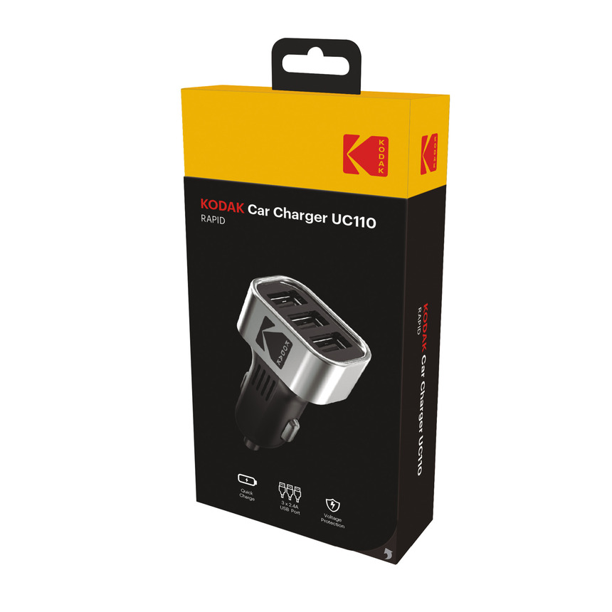 Автомобильное зарядное устройство KODAK для телефона/планшета, USBх3, Quick Charge 3.0. UC110 Автомобильное зарядное устройство KODAK для телефона/планшета, USBх3, Quick Charge 3.0. UC110