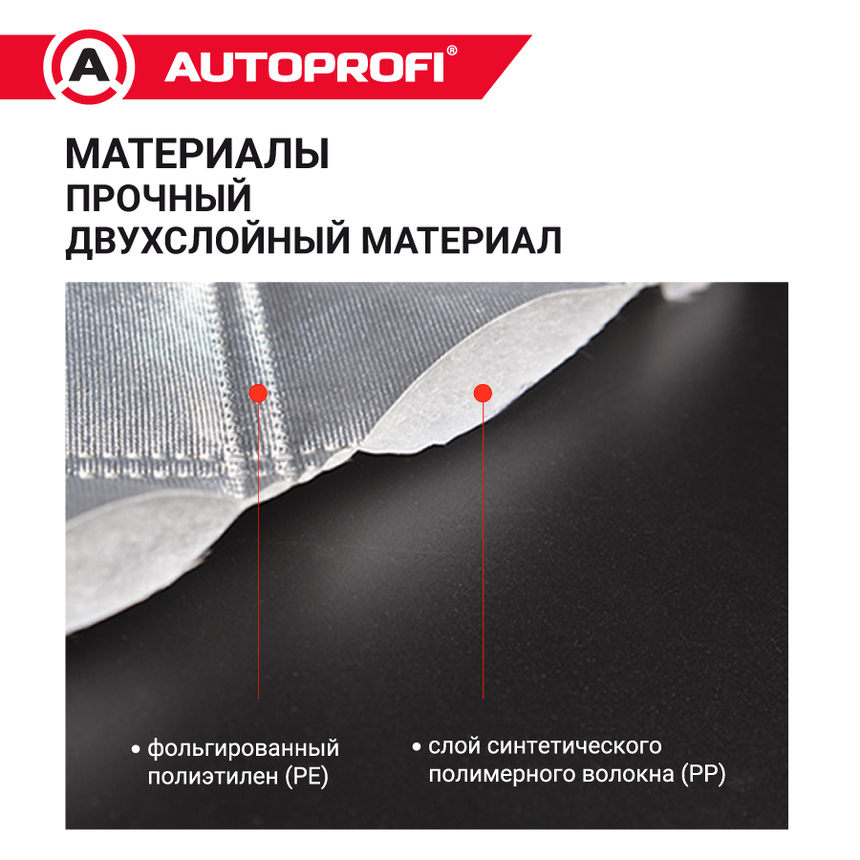 Чехол-накидка на лобовое и боковые стекла автомобиля 230 х 152 см., AUTOPROFI WPR200