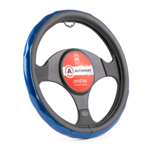 Оплётка руля AUTOPROFI из экокожи AP-1933 BK/BL (M)