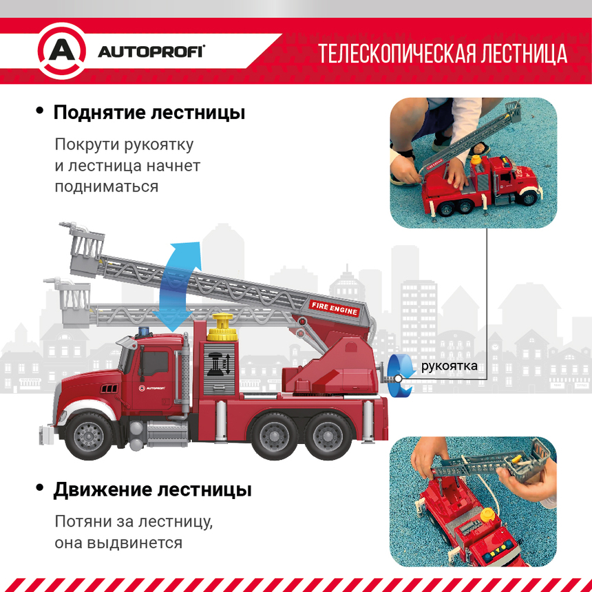 Инерционный городской транспорт с подвижными деталями "Пожарная машина" CA-035/FIRE Инерционный городской транспорт с подвижными деталями "Пожарная машина" CA-035/FIRE