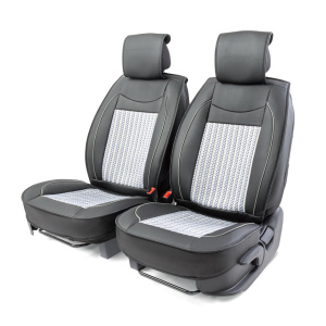 Каркасные накидки на передние сиденья "Car Performance", 2 шт., экокожа CUS-2072 BK/GY Каркасные накидки на передние сиденья "Car Performance", 2 шт., экокожа CUS-2072 BK/GY