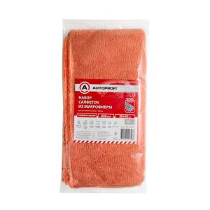 Набор салфеток из микрофибры "AUTOPROFI" стандарт, 220 гр/м2., 30х30 см.,10шт.  MF-3310S