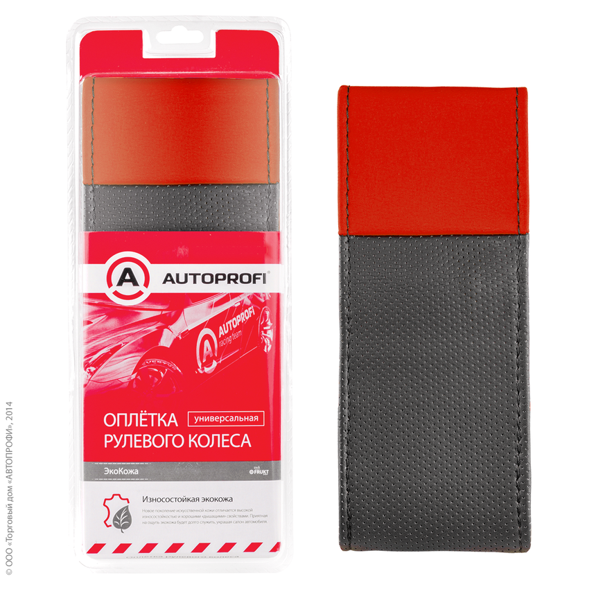 Оплётка для перетяжки руля AUTOPROFI SAM-100 BK/RD (M)