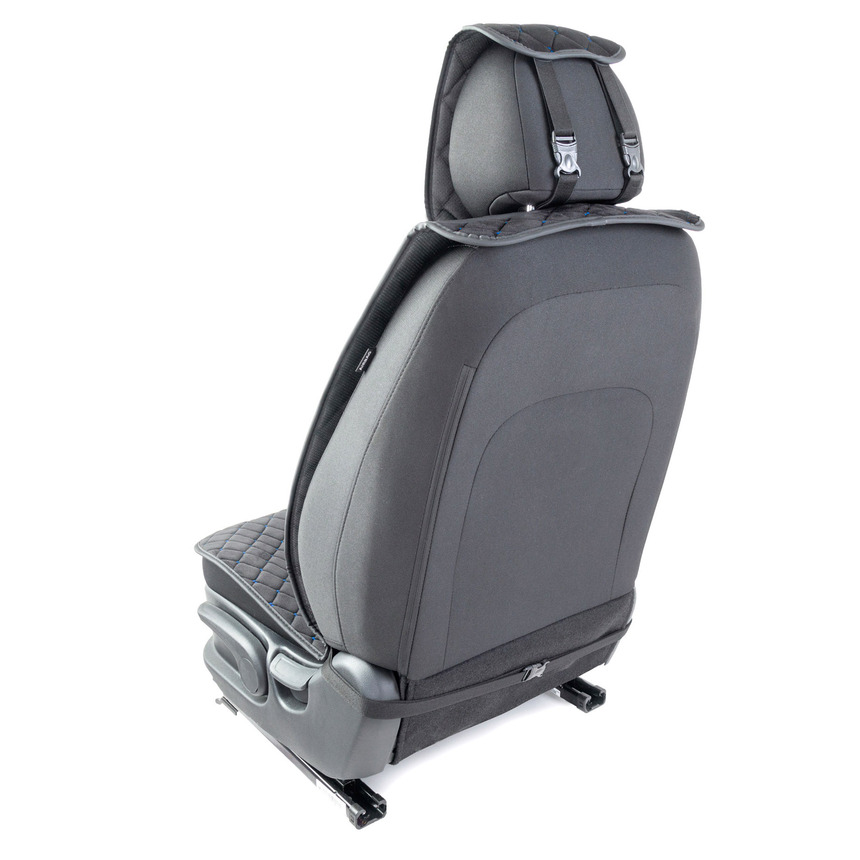 Накидки на передние сиденья "Car Performance", 2 шт., алькантара CUS-1012 BK/BL Накидки на передние сиденья "Car Performance", 2 шт., алькантара CUS-1012 BK/BL